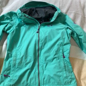 Mountains Hardwear women rain jacket teal green